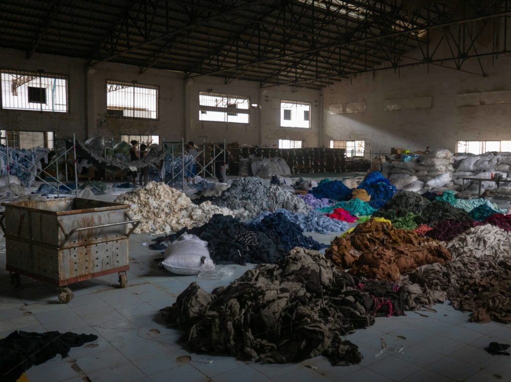 This photo illustrates the amount of textile waste